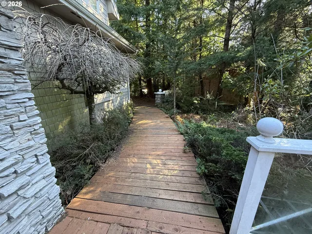 a view of pathway along with potted plants