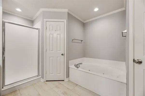 a bathroom with a bathtub