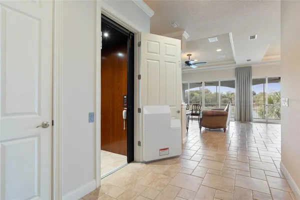 a view of a flesh screen tv and interior in a room