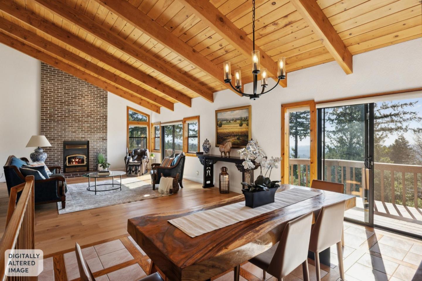 600 Ridge Top Road Los Gatos, CA 95033 - Photo 16 of 72 a view of a dining room with furniture wooden floor and chandelier
