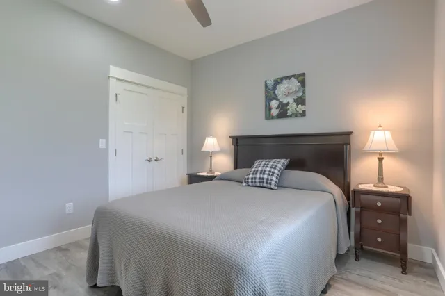 a view of a storage room with a fridge