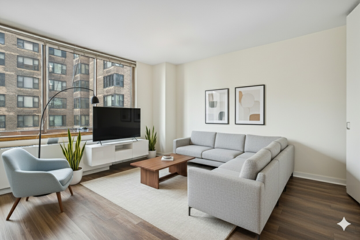 a living room with furniture and a flat screen tv
