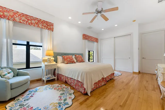 a view of a chair and tables