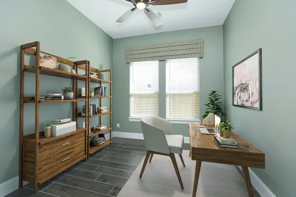 a living room with furniture