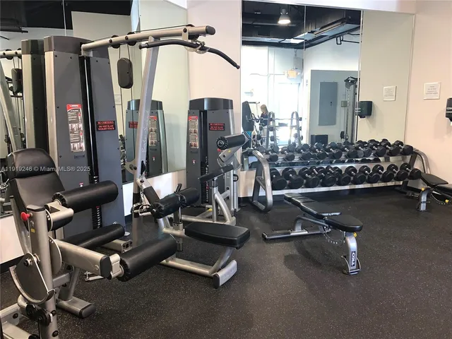 a view of a room with gym equipment