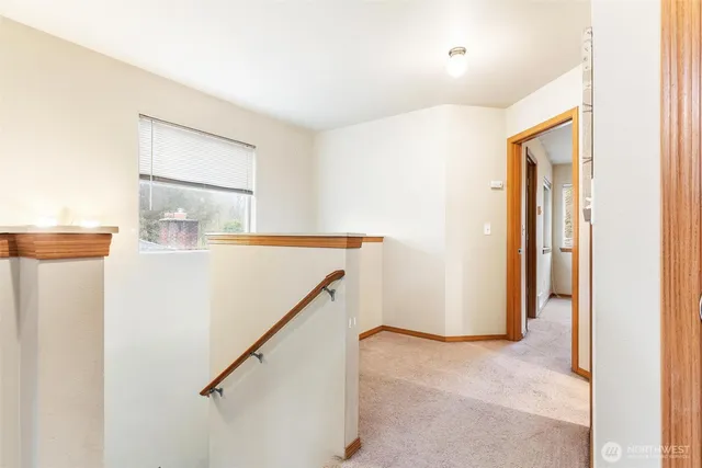 a bathroom with a shower curtain