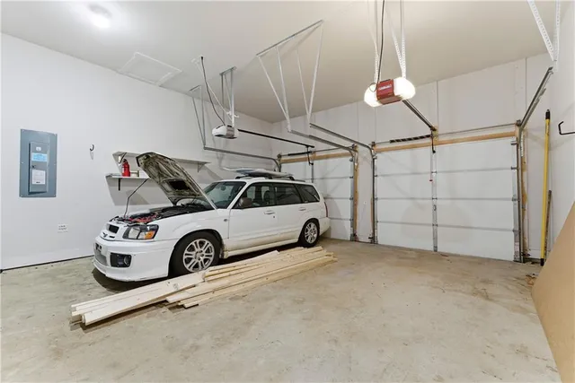 a view of a garage with window