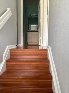 a bathroom with a bathtub