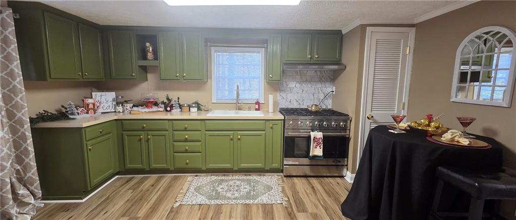 7043 South Goddard Road Stonecrest, GA 30038 - Photo 19 of 33 a kitchen with a sink dishwasher refrigerator and a stove