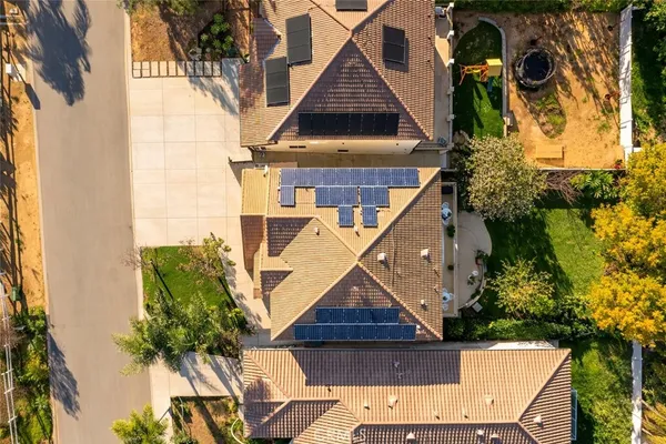 an aerial view of a house