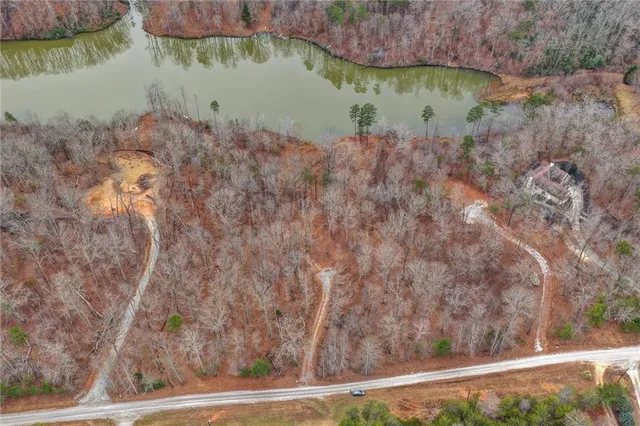 a view of a lake from a yard