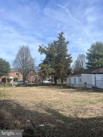 a view of a yard with trees