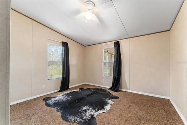 a room with a large window