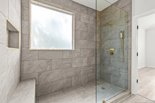 a bathroom with a shower