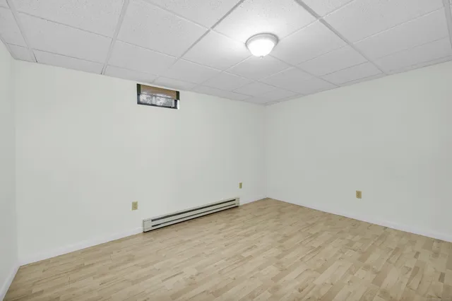 an empty room with a workbench