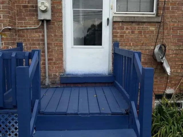 a view of wooden door