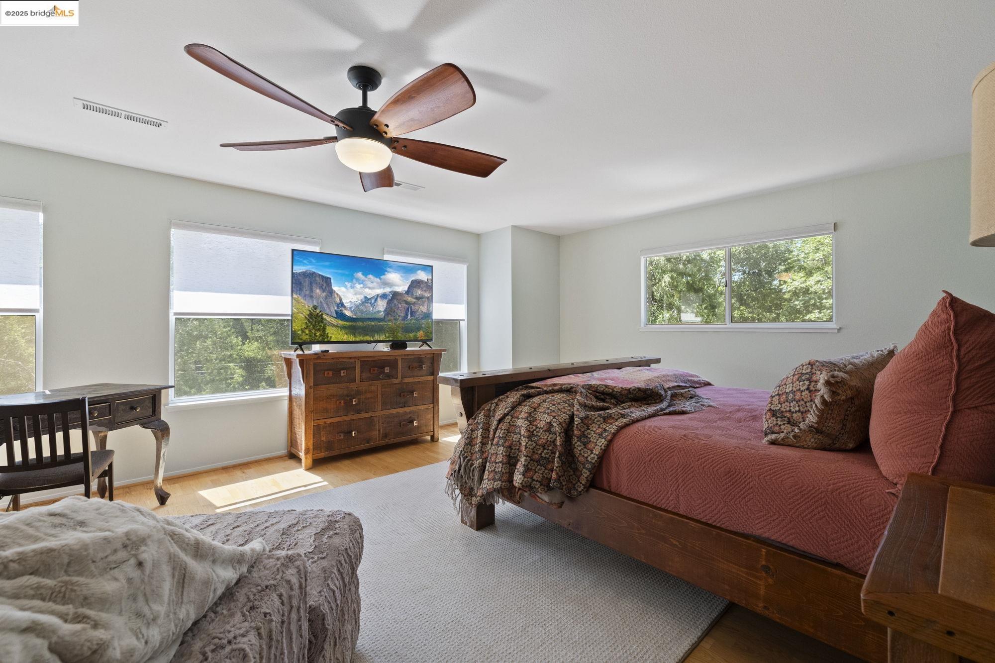 18080 Little Fuller Road Twain Harte, CA 95383 - Photo 15 of 40 Bedroom featuring ceiling fan and light wood finished floors