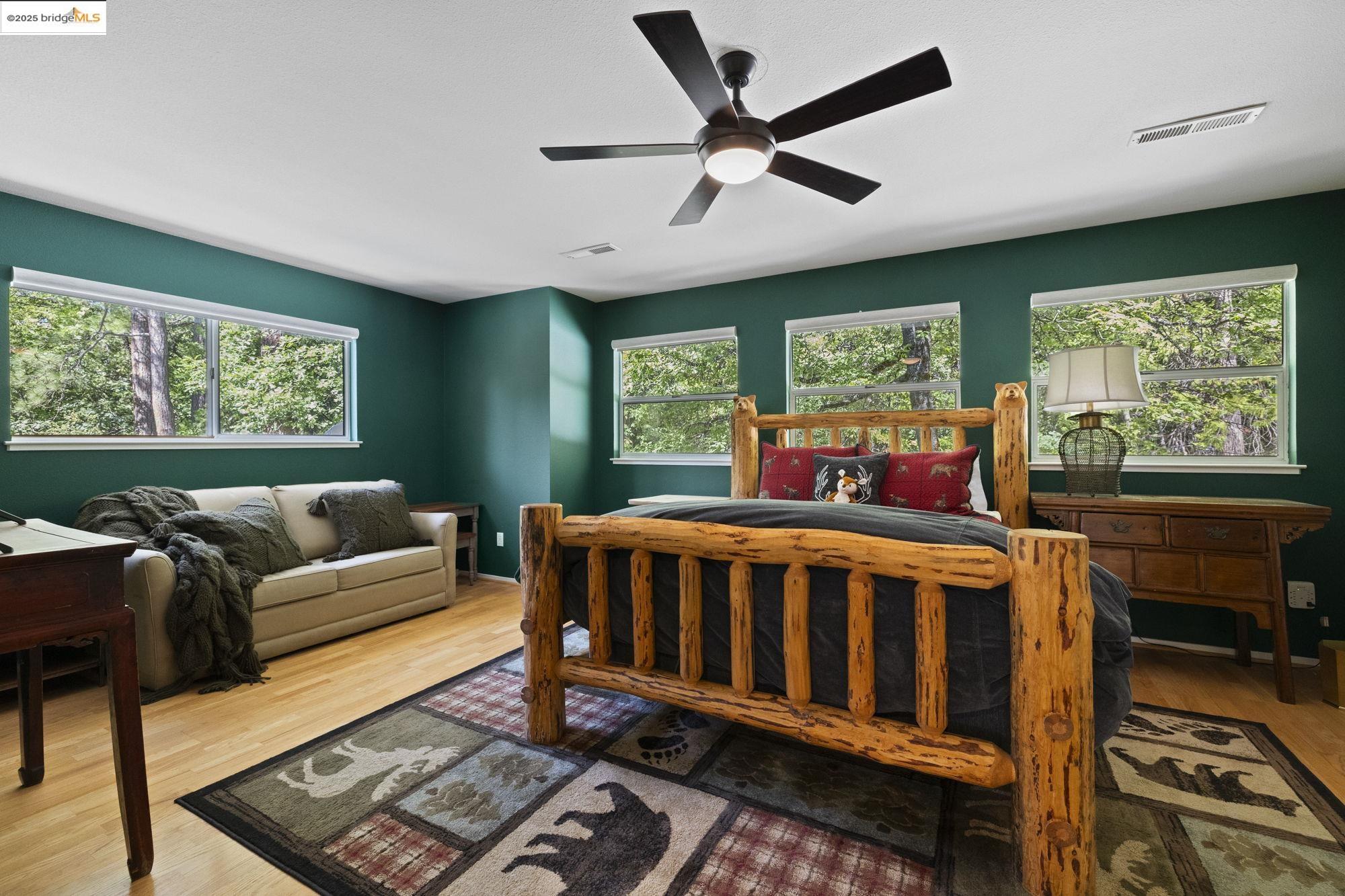 18080 Little Fuller Road Twain Harte, CA 95383 - Photo 19 of 40 Bedroom featuring wood finished floors and a ceiling fan