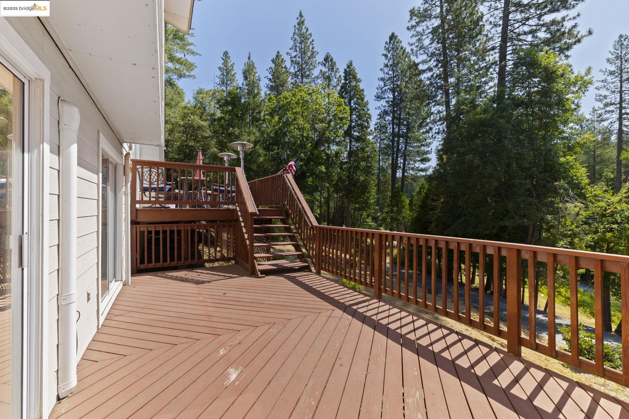 18080 Little Fuller Road Twain Harte, CA 95383 - Photo 39 of 40 Wooden deck featuring stairs and view of scattered trees