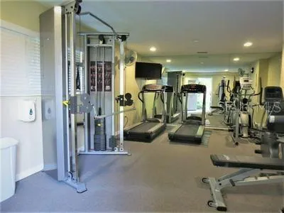 a view of a room with gym equipment