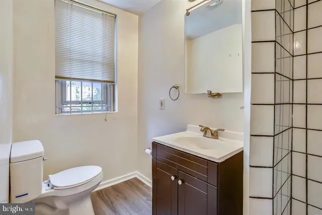 a bathroom with a sink toilet and vanity