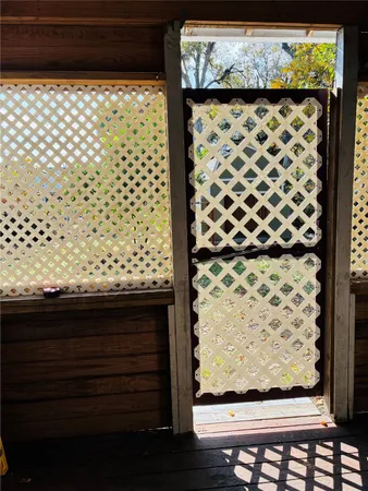 a view of a wooden door