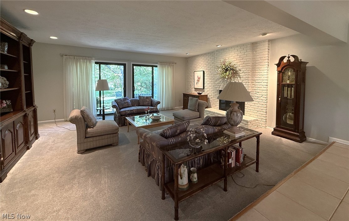 438-73 Cedar Ridge Aurora, OH 44202 - Photo 11 of 40 Spacious Living Room with Fireplace and sliding doors to Patio.