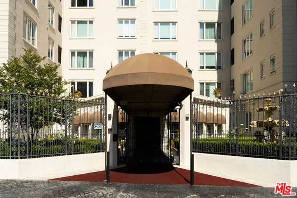 a view of a building with a door