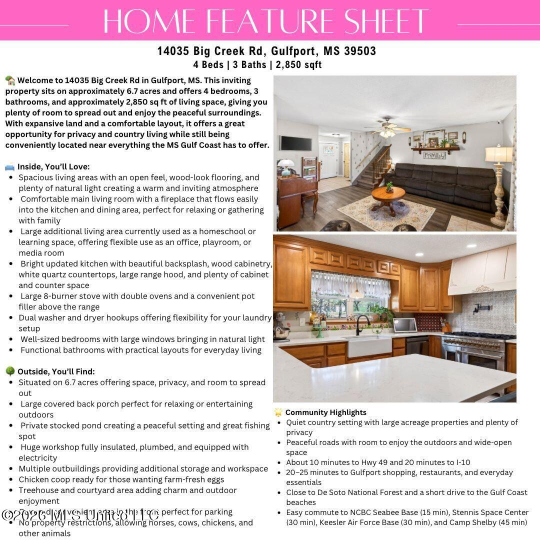 14035 Big Creek Road Gulfport, MS 39503 - Photo 2 of 112 feature sheet