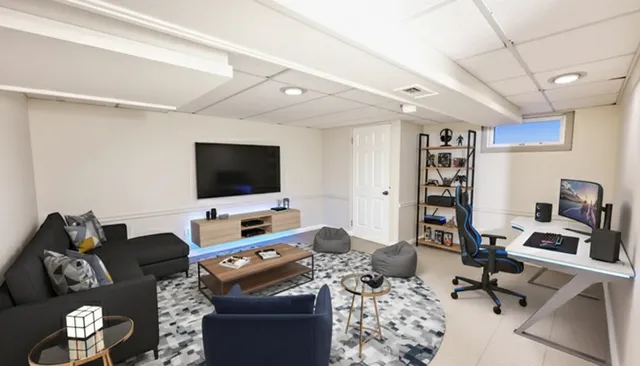 a living room with furniture and a flat screen tv