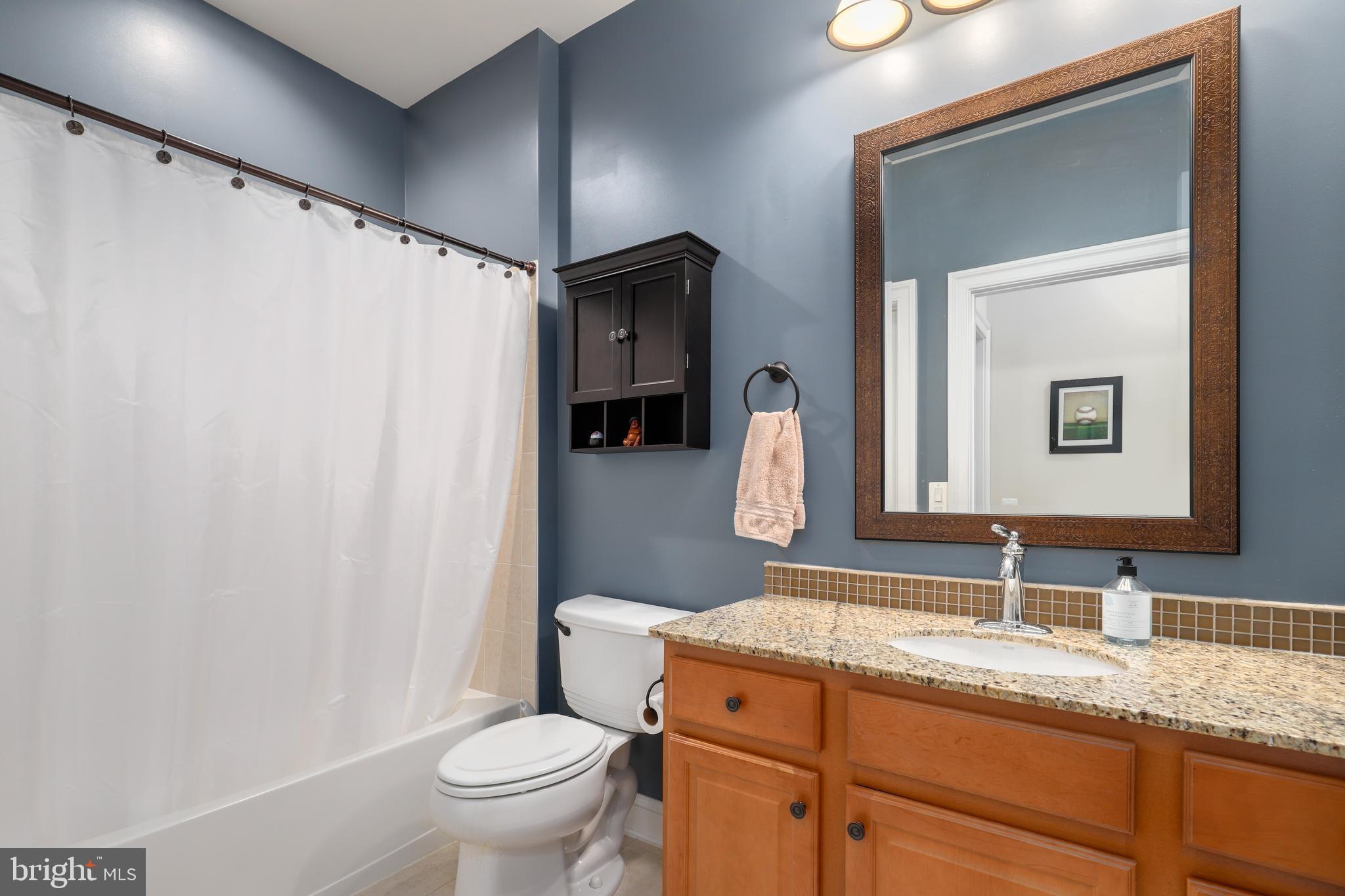 44268 Panther Ridge Drive Ashburn, VA 20147 - Photo 24 of 32 a bathroom with a granite countertop sink toilet and shower