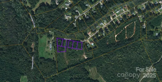 a view of a red and white house