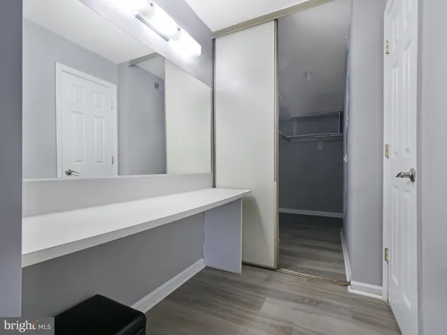 a view of an empty walk in closet