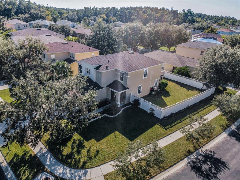 3619 Hatchbend Way Wesley Chapel, FL 33544 - Photo 62 of 86 an aerial view of a house with swimming pool and mountains