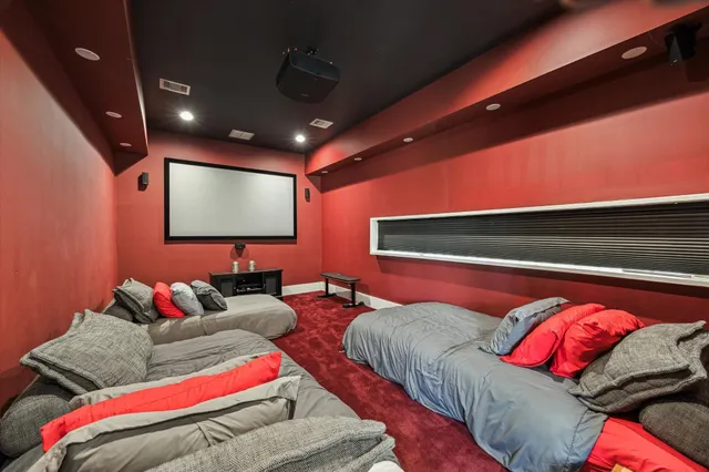 a view of a balcony with wooden floor
