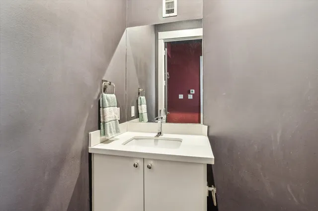 a patio with water view