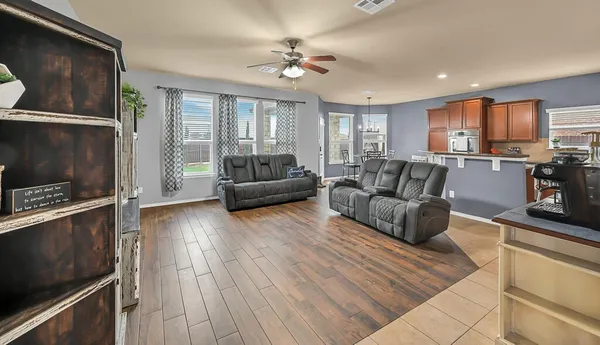 a living room with furniture