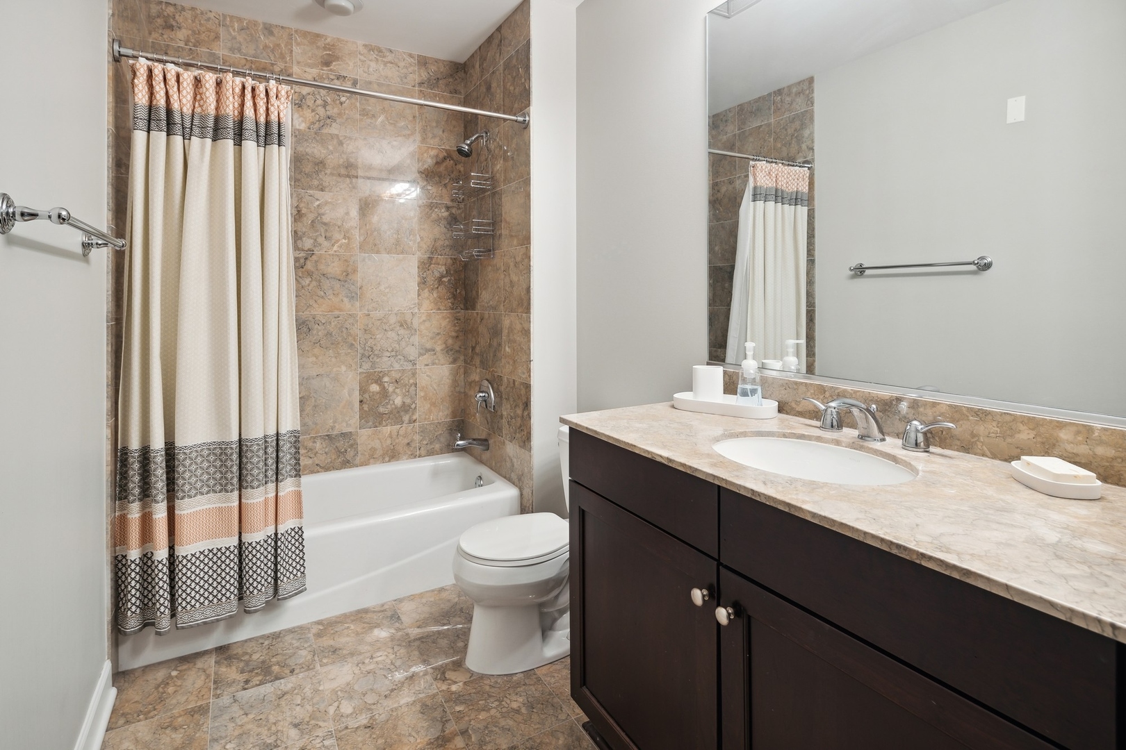 1211 South Prairie Avenue, Unit 606 Chicago, IL 60605 - Photo 31 of 44 a bathroom with a granite countertop sink toilet and shower