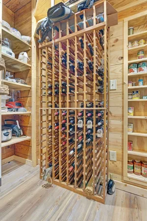 a bathroom with a shower curtain