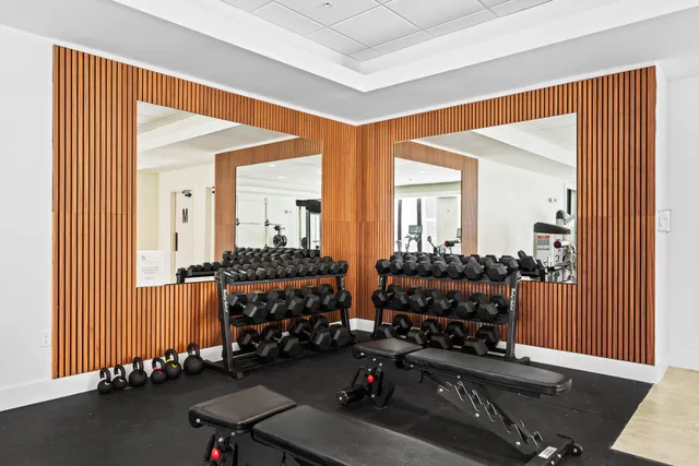 a view of a room with gym equipment
