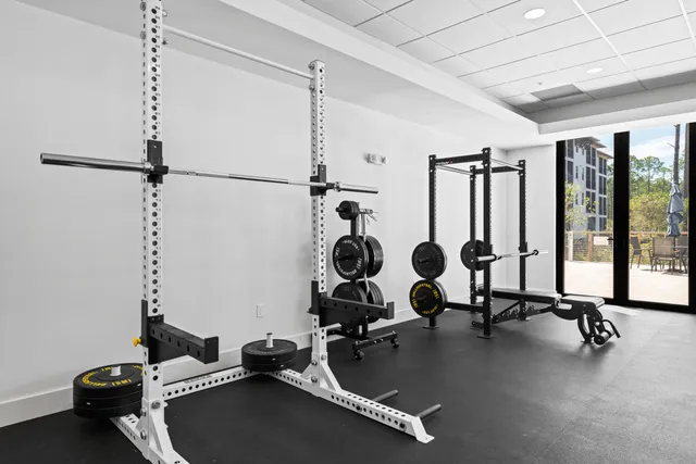 a room with gym equipment