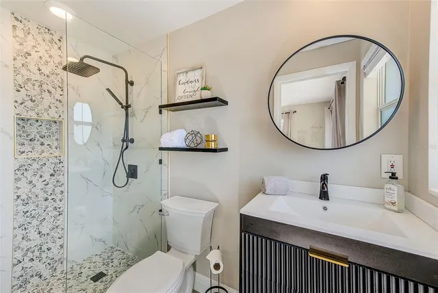 a bathroom with a shower