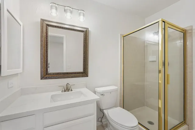 a bathroom with a toilet a sink and a mirror