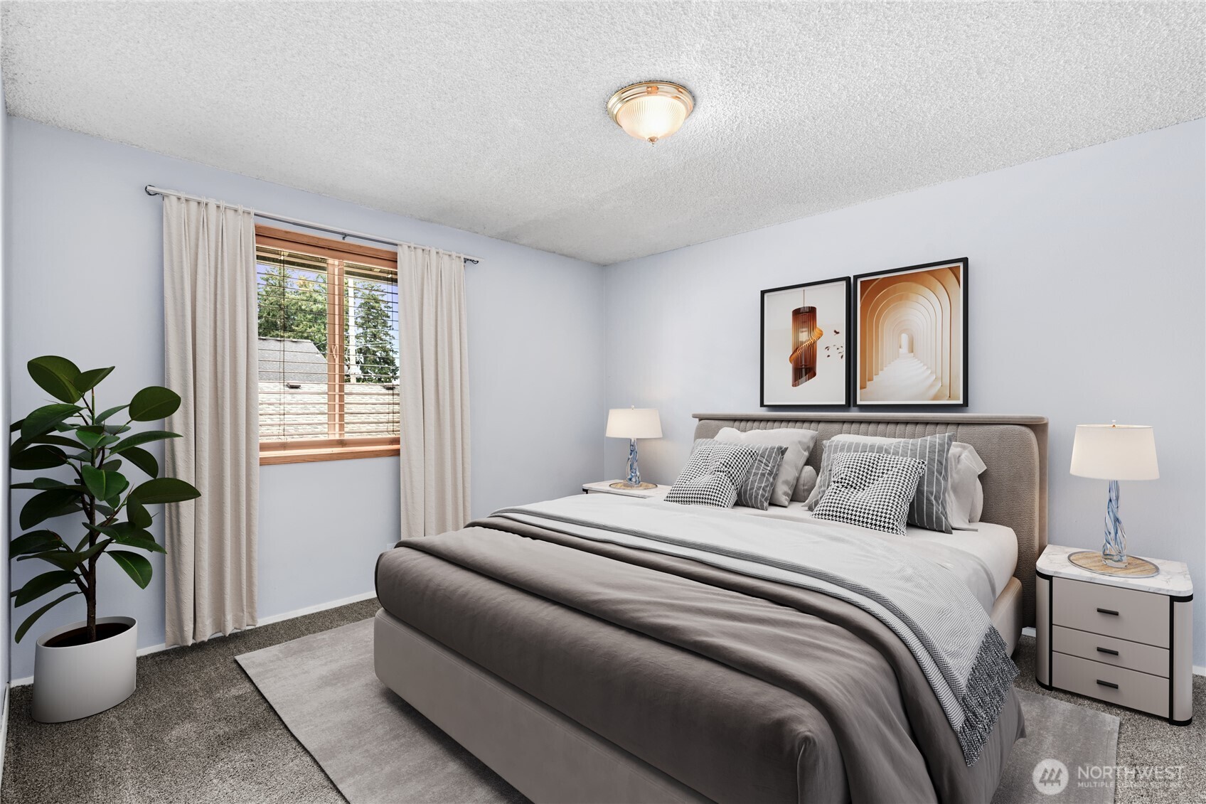 5304 Northeast 84th Loop, Unit 16 Vancouver, WA 98662 - Photo 17 of 22 a bedroom with a balcony a bed and a potted plant