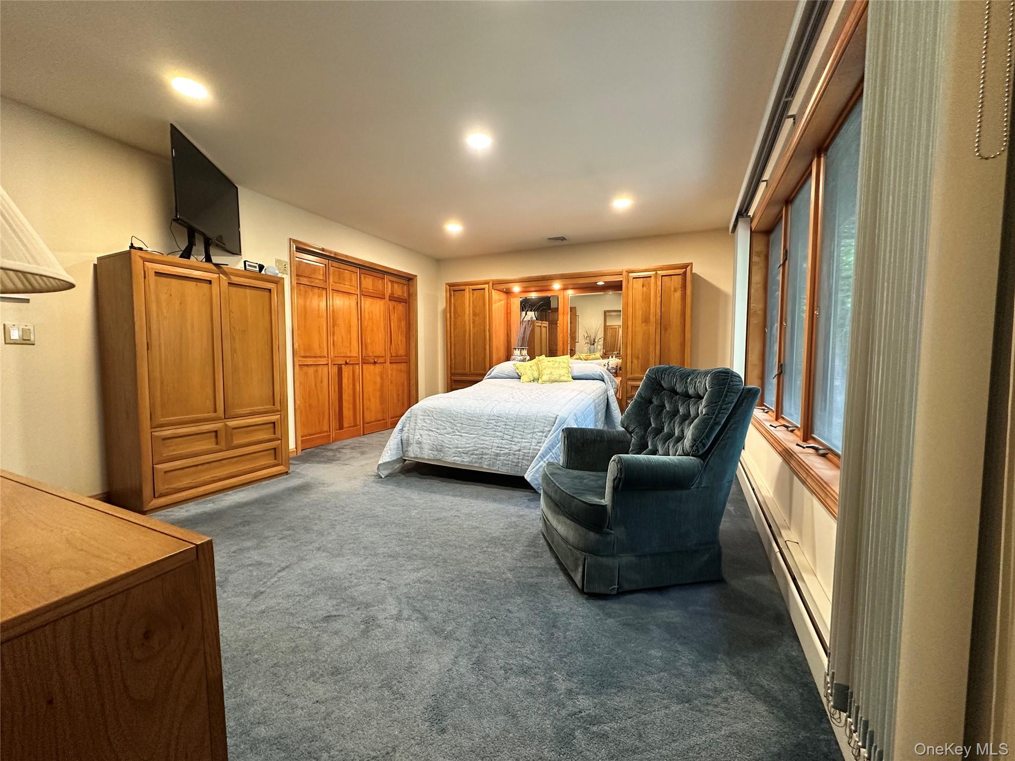 60 Manchester Road Rock Hill, NY 12775 - Photo 19 of 47 a living room with furniture a flat screen tv and a refrigerator