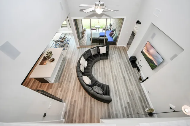 a bedroom with a bed and a desk