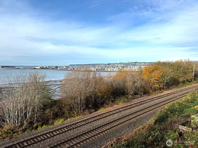 a view of a lake and mountain