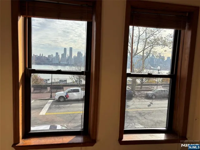 a view of a glass door