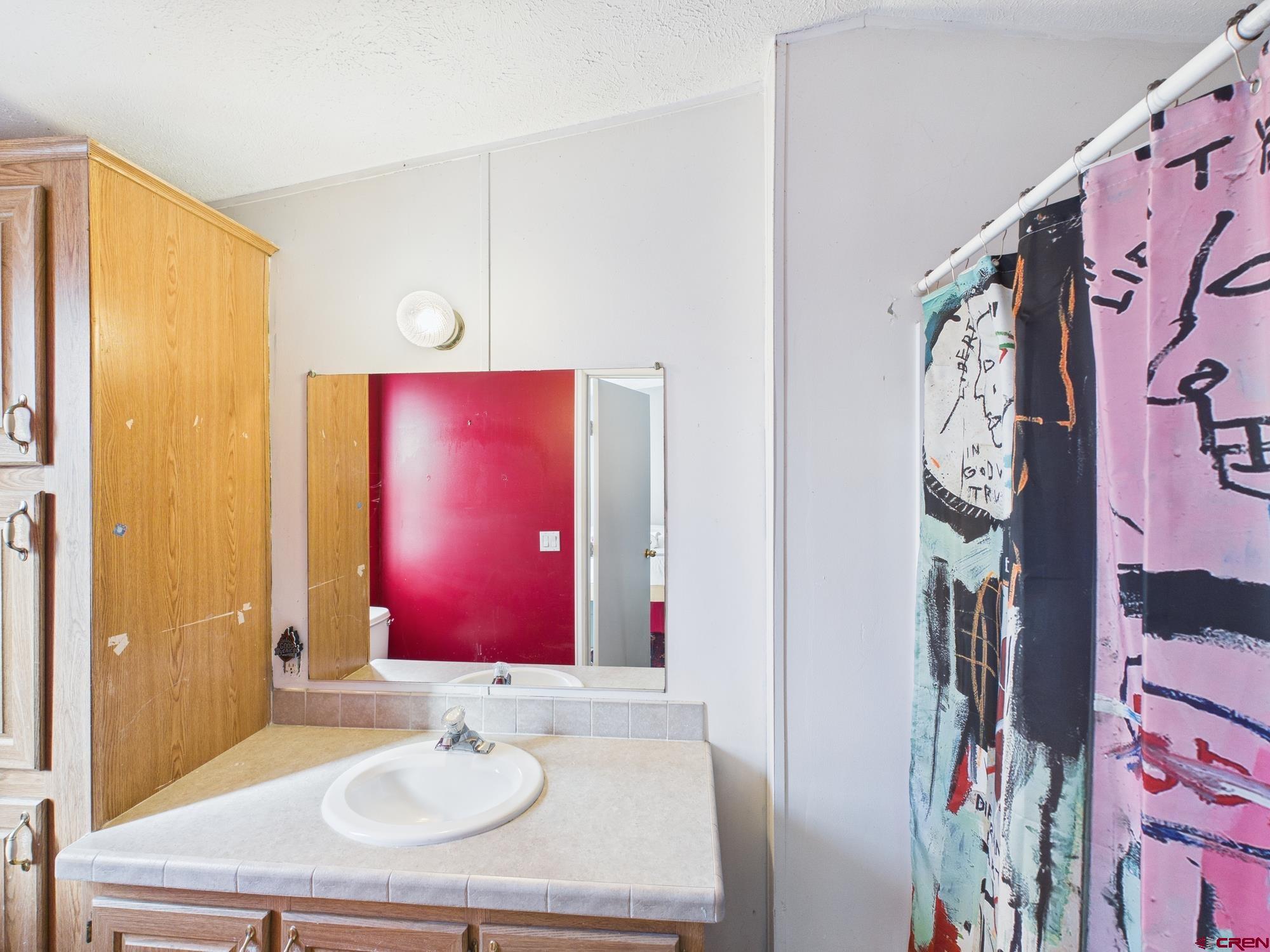 288 Animas View Drive, Unit 9 Durango, CO 81301 - Photo 13 of 20 a bathroom with a granite countertop sink and a mirror