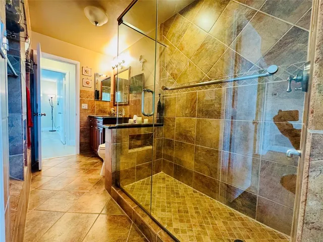 a bathroom with a shower